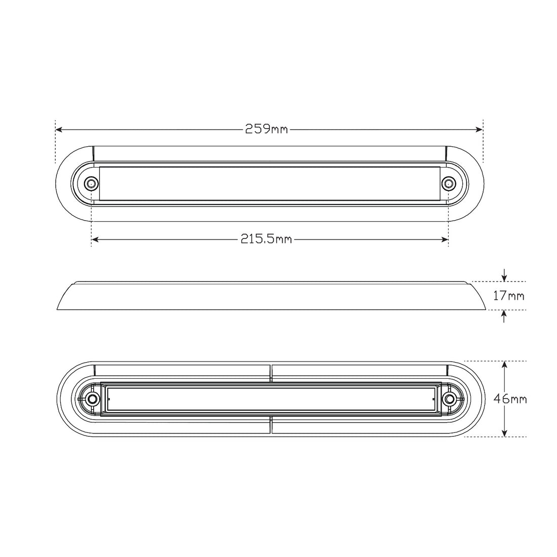 LED Autolamps 235BBSTI12/2 LED Rear Combination Surface Mount Strip Lamp - Stop/Tail/Indicator