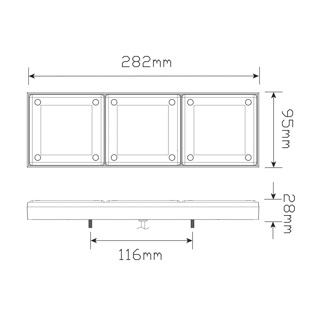 LED Autolamps 280ARWM2LR12/450 Rear Combination LED Lamp Mini Jumbo with Load Resistors, DT04 Connector and Patch Cable - Stop/Tail/Indicator/Reverse