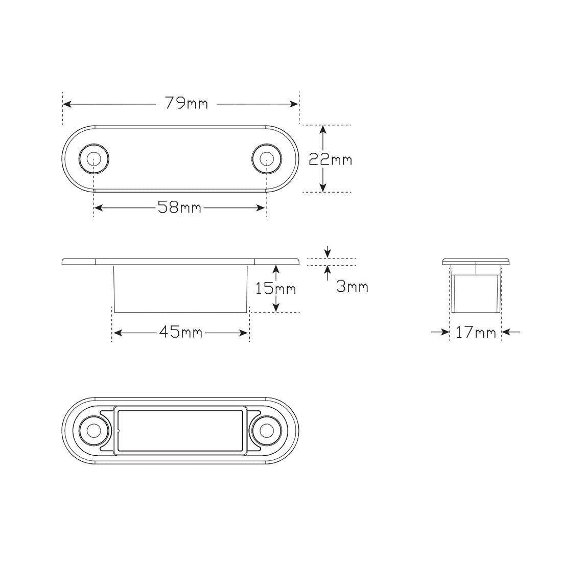 LED Autolamps 7922RM2 LED Rear End Outline Marker Lamp - Recessed Fitting