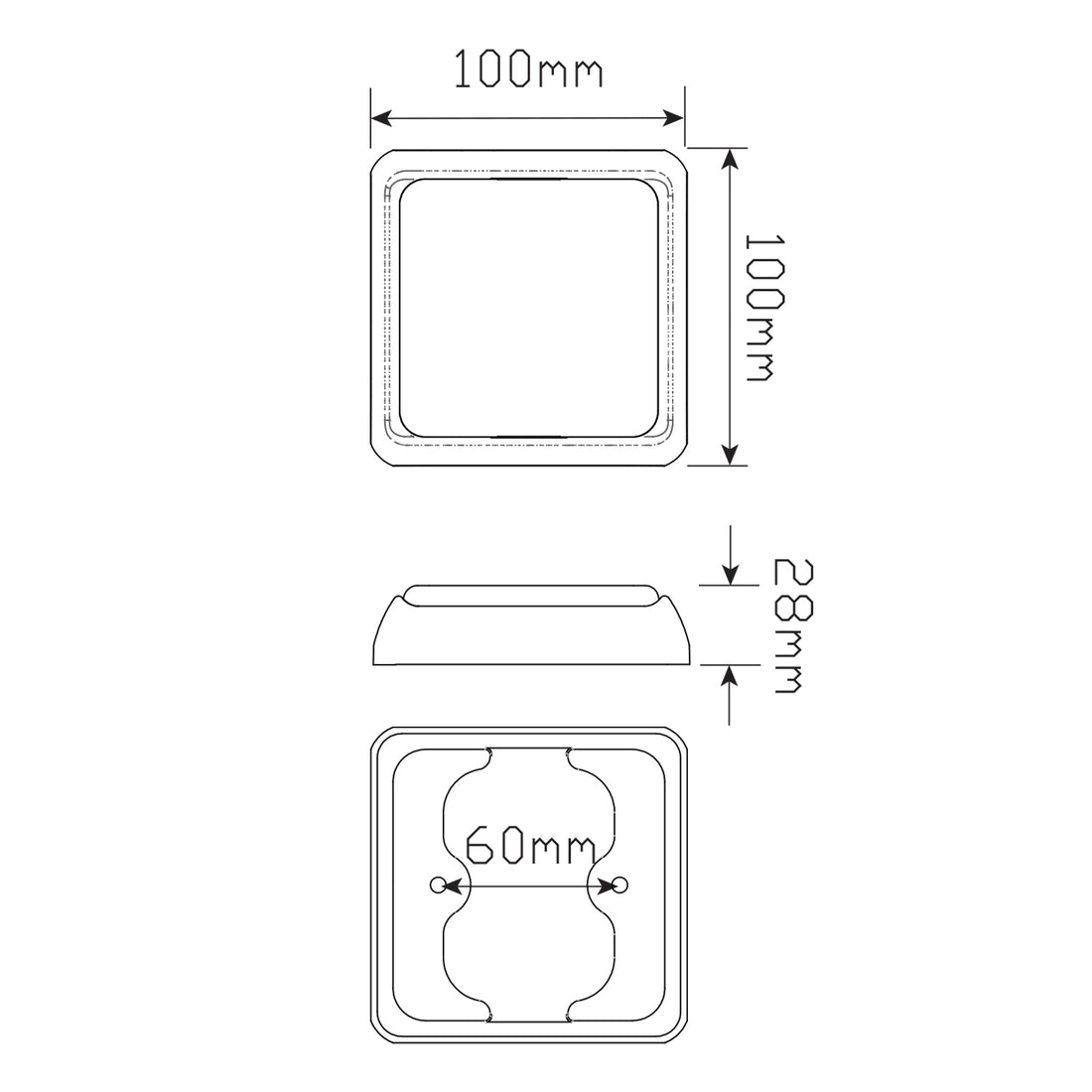 LED Autolamps 80AM LED Rear Indicator Lamp - Square with Black Bracket