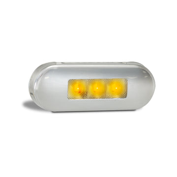 LED Autolamps 86AM LED Amber Side Marker Lamp with Clear Lens and Coloured LEDs - Brushed Steel Bezel