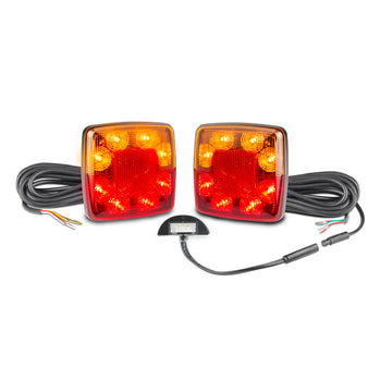 LED Autolamps 98BARLP2/5 5 Metre Small Square LED Trailer Lamp Kit with Reflex Reflector and Licence Plate Lamp - Stop/Tail/Indicator