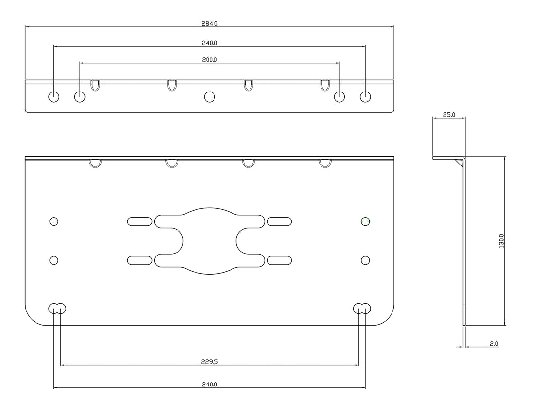 LED Autolamps MFBKT Multi Fit Right Angle Bracket - Suits 80, 275, 280, 282, 283 and 284 Series Lamps