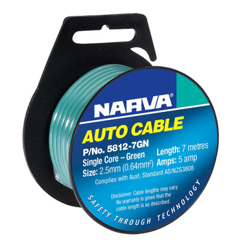 Narva 5A 2.5mm Green Single Core Cable (7M) - 5812-7Gn