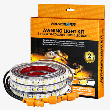 HardKorr LED Awning Light Kit with 3x 1.2m Tri-Colour Flexible LED Strips - HKAWNKIT3