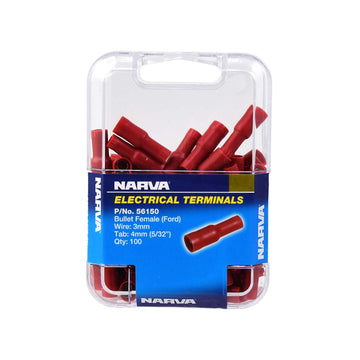 Narva 56150 4.0mm Female Bullet Terminal Red (100 Pack)