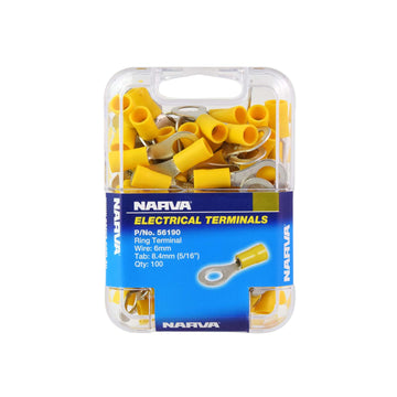 Narva 56190 8.4mm Ring Terminal Yellow (100 Pack)