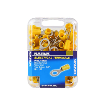 Narva 9.5mm Ring Terminal Yellow (100 Pack) - 56192