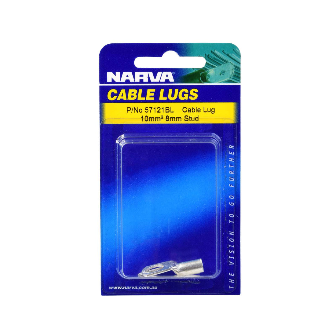 Narva 57121BL 10mm2 8mm Stud Flared Entry Cable Lug, Twin Pack