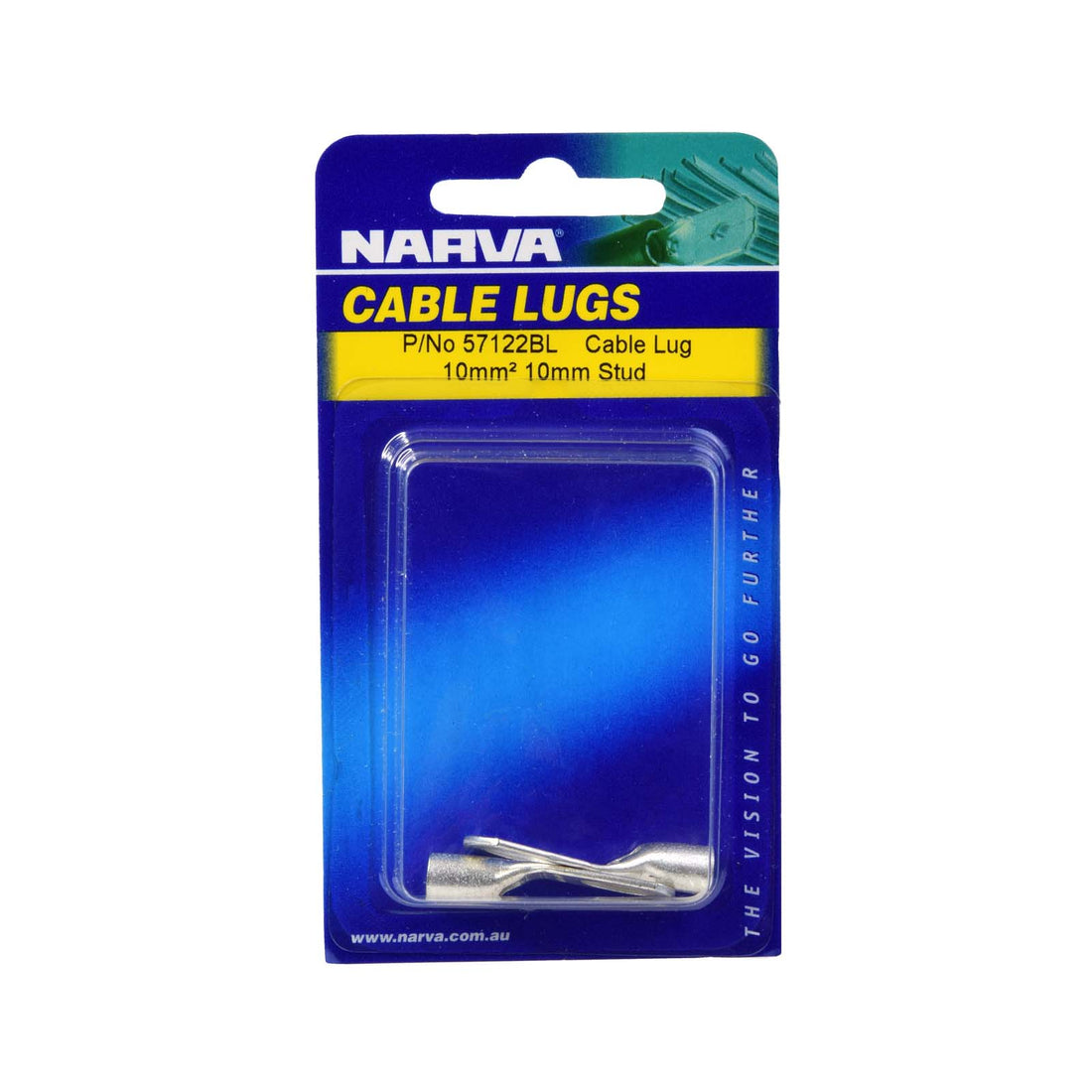 Narva 57122BL 10mm2 10mm Stud FlaRed Entry Cable Lug, Twin Pack