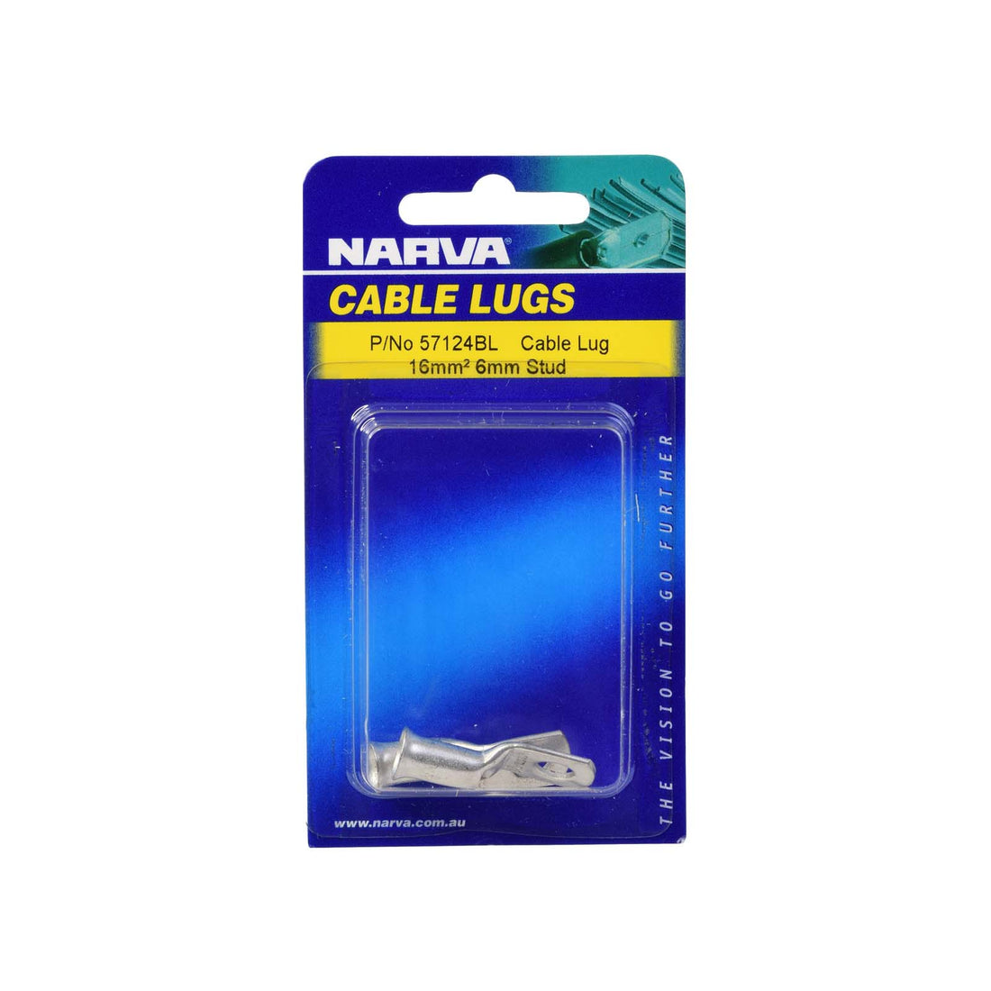 Narva 57124BL 16mm2 6mm Stud Flared Entry Cable Lug (Twin Pack)