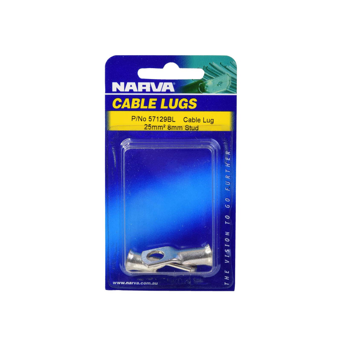 Narva 57129BL 25mm2 8mm Stud Flared Entry Cable Lug (Twin Pack)