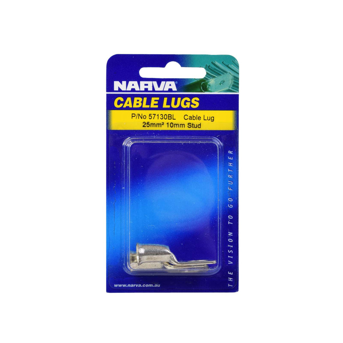 Narva 57130BL 25mm2 10mm Stud FlaRed Entry Cable Lug, Twin Pack