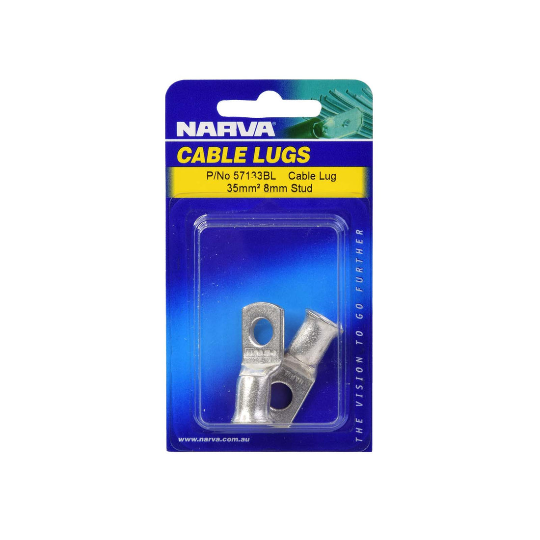 Narva 57133BL 35mm2 8mm Stud Flared Entry Cable Lug (Twin Pack)