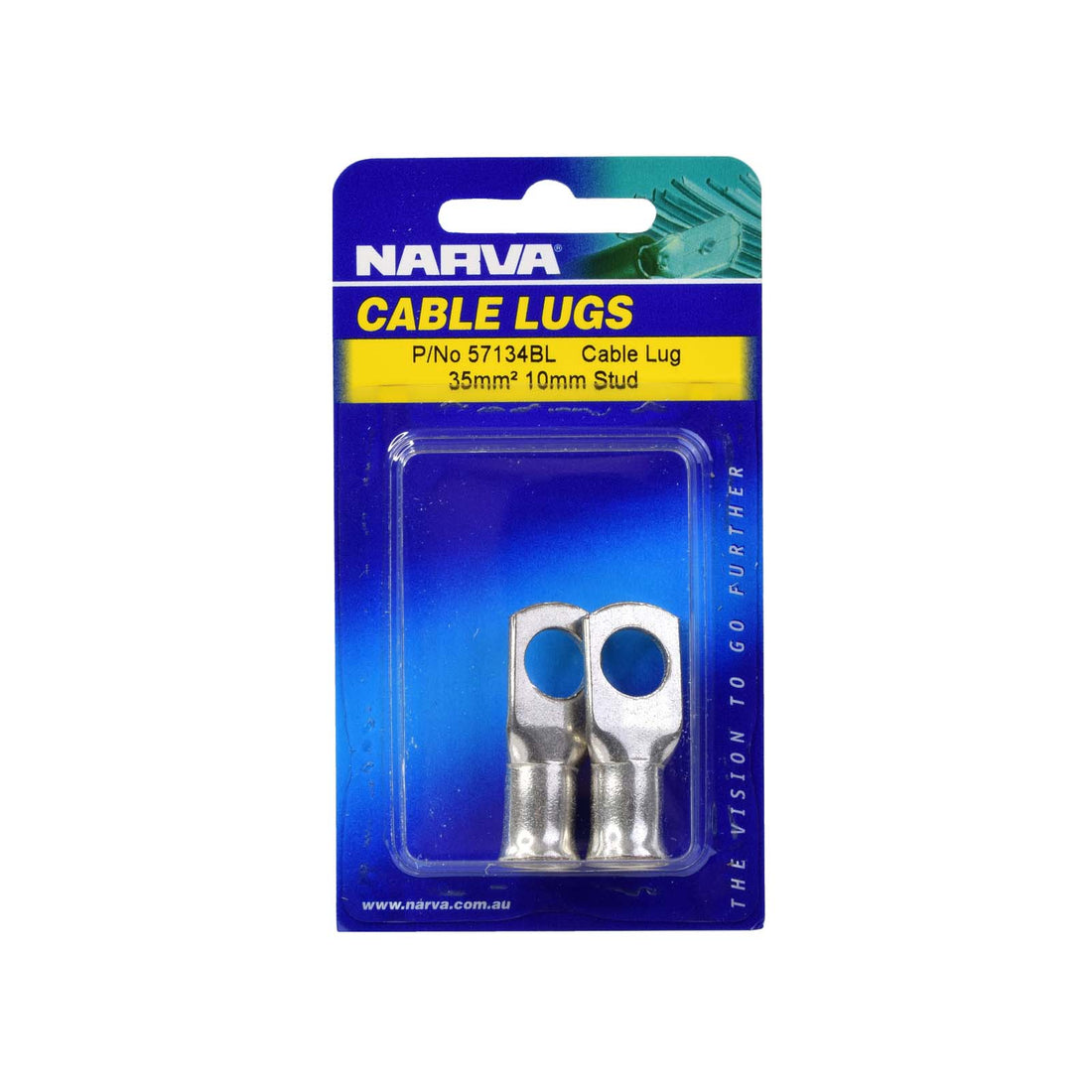 Narva 57134BL 35mm2 10mm Stud Flared Entry Cable Lug (Twin Pack)