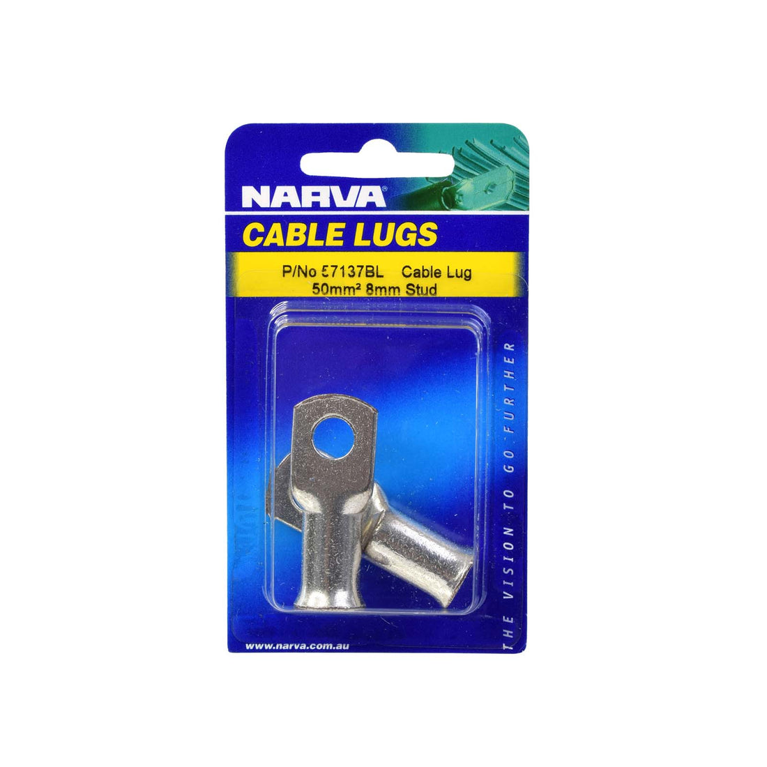 Narva 57137BL 50mm2 8mm Stud Flared Entry Cable Lug (Twin Pack)