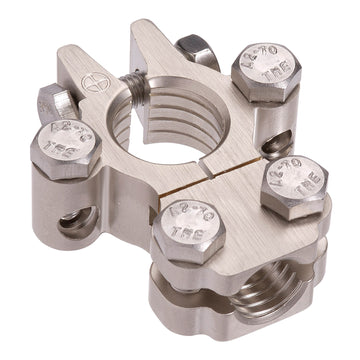 Projecta BT820H-P1 Forged Heavy Duty Satin Saddle Terminal Clamp with Dual Auxiliary Connections, Positive