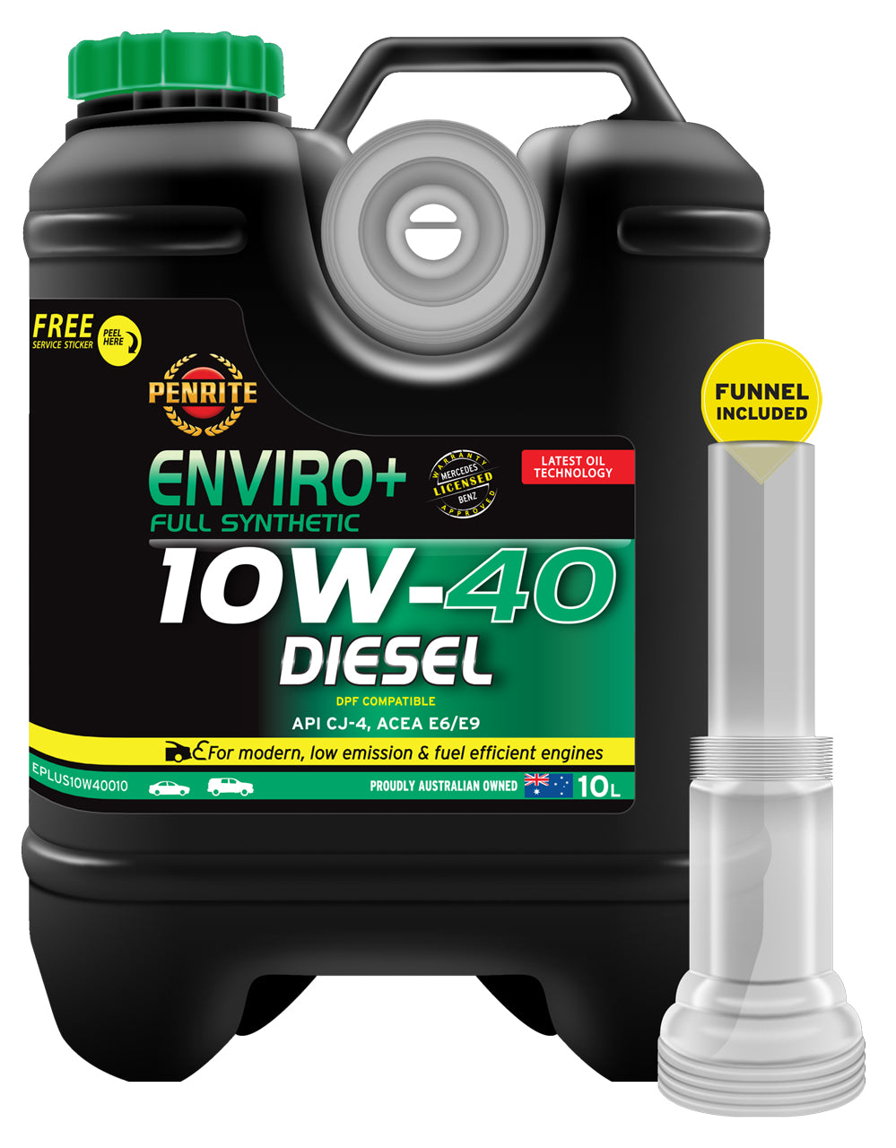 Penrite Enviro+ Full Synthetic 10W-40 Engine Oil, 10L - EPLUS10W40010