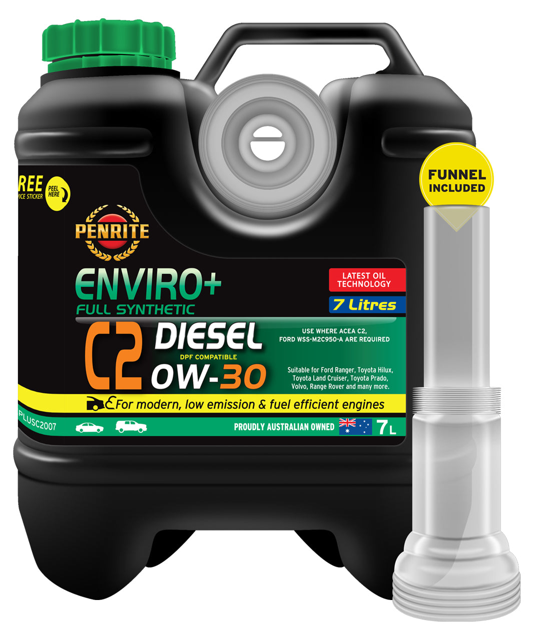 Penrite Enviro+ C2 Full Synthetic 0W-30 0W30 Engine Oil, 7L - EPLUSC2007