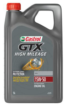 Castrol GTX High Mileage Mineral 15W-50 Engine Oil, 5L - 3413802