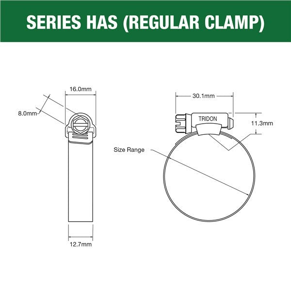 Tridon 13-25mm Stainless Steel Screw Clamp (Twin Pack) - HAS008C