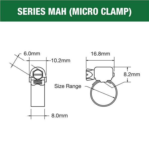 Tridon 6-16Mm Micro Band Screw Clamp (Twin Pack) - Mah004C