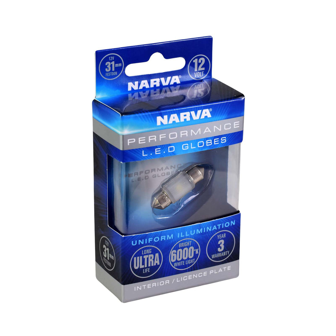 Narva 18210BL 12V 31mm Festoon LED Globe 6000K