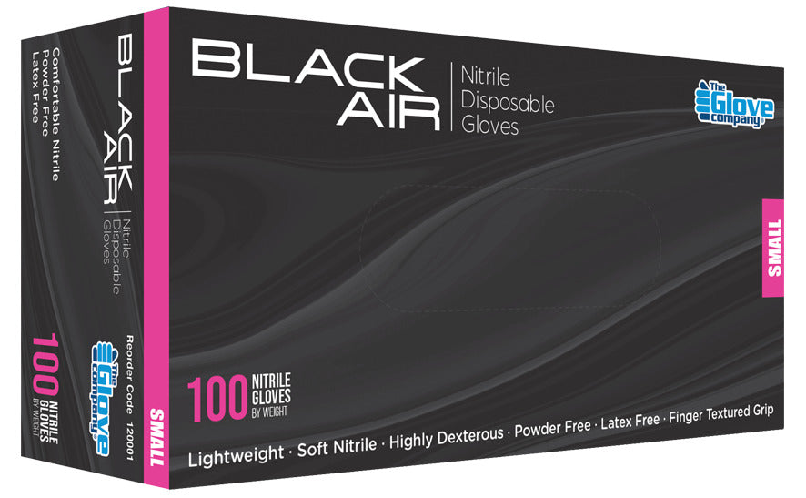 TGC Black Air Disposable Nitrile Gloves - 100pk - Small - 120001