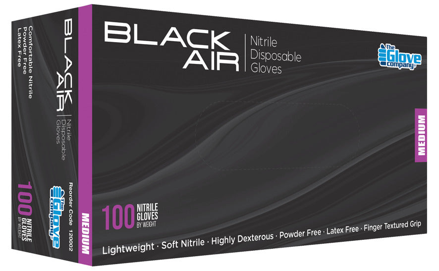 TGC Black Air Disposable Nitrile Gloves - 100pk - Medium - 120002