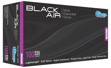 TGC Black Air Disposable Nitrile Gloves - 100pk - Medium - 120002