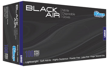 TGC Black Air Disposable Nitrile Gloves - 100pk - Large - 120003