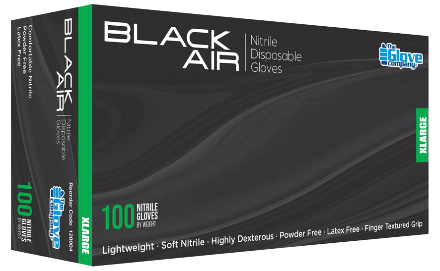 TGC Black Air Disposable Nitrile Gloves - 100pk - Extra Large - 120004