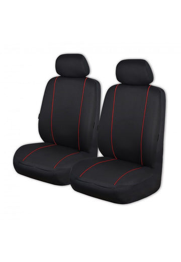 MY CAR Pinnacle Universal Front Seat Covers, Black with Red Piping. Size 30/35 - PINA3505