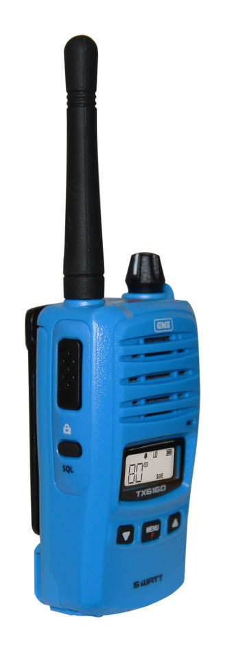 GME TX6160XBL Beyond Blue Limited Edition 5/1 Watt IP67 Rated UHF CB Handheld Radio