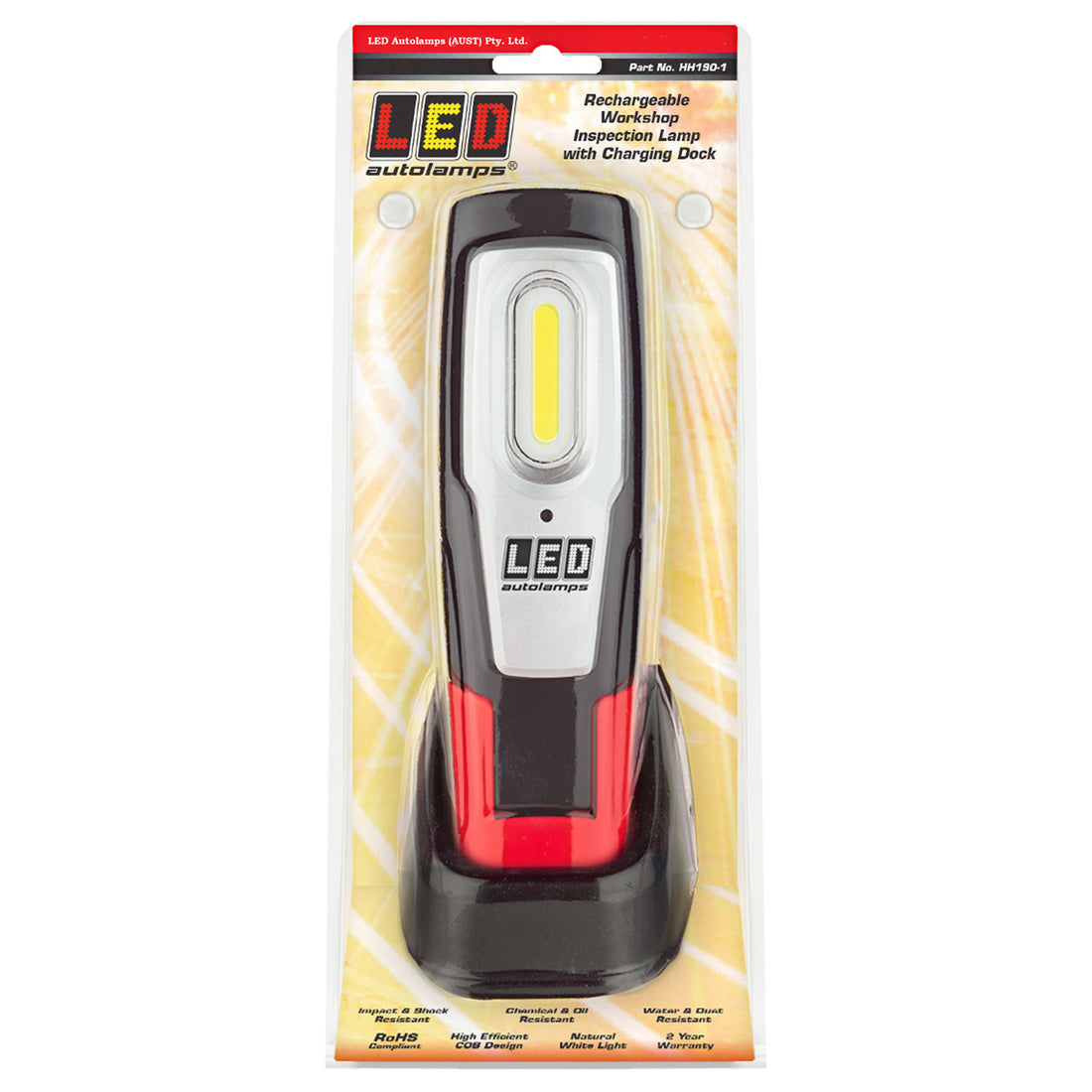 LED Autolamps HH190-1 LED Rechargeable Workshop Inspection Lamp with Charging Dock